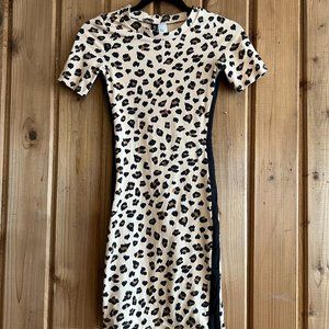 Cheetah / Leopard BodyCon Dress with Black Side Stripes